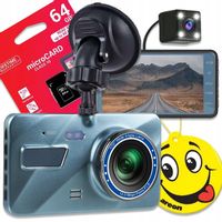 KAMERA SAMOCHODOWA WIDEOREJESTRATOR PRZÓD TYŁ Polskie menu KARTA PAMIĘCI 64