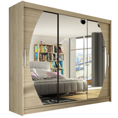 Szafa przesuwna Aston V z lustrem 250cm - pojemna garderoba - SONOMA