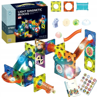 KLOCKI MAGNETYCZNE MAGNETIC DUŻE TOR KULKOWY 49EL. ZESTAW KLOCKÓW ŚWIECĄCY