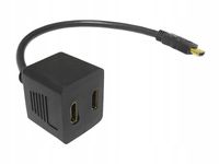Przejście HDMI wtyk - 2 GNIAZDA NA KABLU 30CM