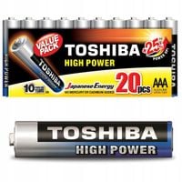 Bateria Alkaliczna Toshiba Paluszki AAA LR03 R3 1,5V Super Mocna 20