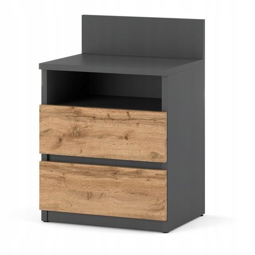 Szafka Nocna Stolik Nocny 40CM Szary Dąb Wotan 2 Szuflady Półka Do na Arena.pl