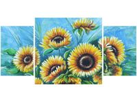 80X40CM SŁONECZNIKI NIEBIESKIM TRÓJ OBRAZ