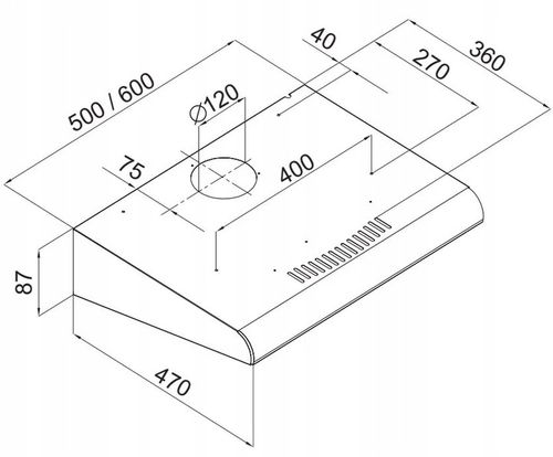 Okap Podszafkowy VDB Slim PL 50 50 cm Czarny na Arena.pl