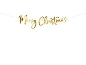 Baner Merry Christmas złoty, 83x22 cm