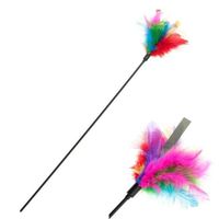 Wędka zabawka dla kota z kolorowymi prawdziwymi piórami piórkami 60cm