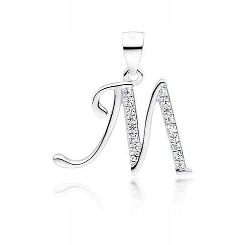 Srebrna zawieszka z Cyrkoniami Literka M + Pudełko GRATIS na Arena.pl