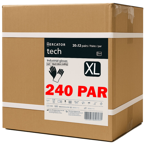 rękawice robocze mercator tech red+black latex - xl - 240 par na Arena.pl