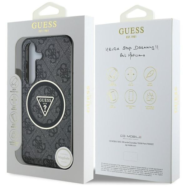 Etui Guess 4G Glitter Triangle Buttons MagSafe do Samsung Galaxy S25 czarny zdjęcie 8