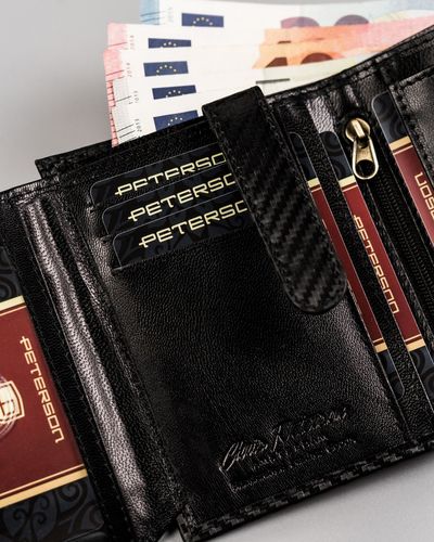skórzany portfel męski o karbowanym wykończeniu - peterson na Arena.pl
