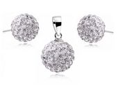 KLASYCZNY SREBRNY KOMPLET BIAŁE KULKI 10MM 12MM KRYSZTAŁKI CRYSTAL BEADS