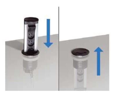 Przedłużacz biurkowy wpuszczany okrągły fi 109mm 3 gniazda + 2 x DSL na Arena.pl