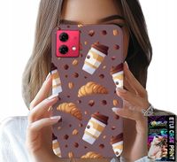 ETUI DO MOTOROLA EDGE 40 NEO - CASE Z KAWĄ ROGALIKAMI I ZIARNAMI W TLE