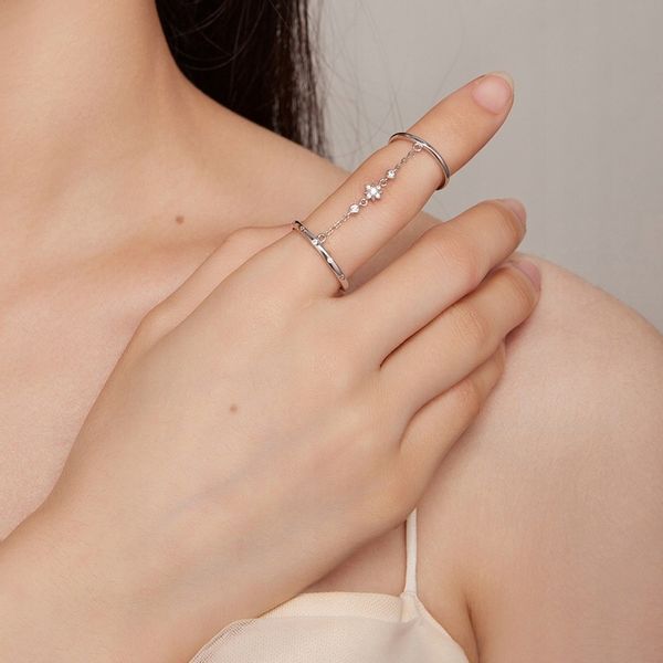 Pierścionek Srebrny Regulowany Podwójny Srebro 925 zdjęcie 4