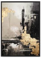 Plakat czarna złota abstrakcja w ramie 21x30 cm w czarnej ramie