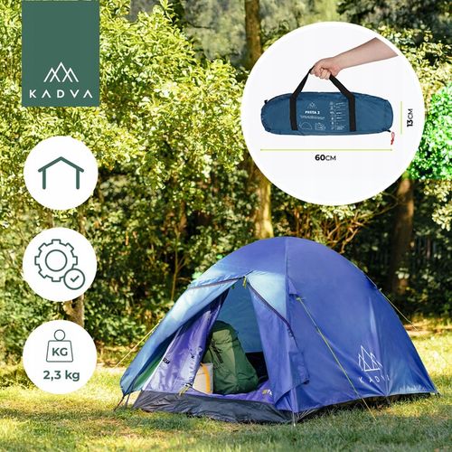 Namiot kempingowy 2-osobowy KADVA Festa 2 niebieski OS KOPUŁOWA KONSTRUKCJA na Arena.pl