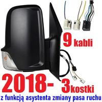 Lusterko PRAWE Mercedes Sprinter 907 910 2018- 3 kostki Elektryczne 9 kabli Krótkie z funkcją asystenta zmiany pasa ruchu Ogrzewane A9108108002 Mercedes Sprinter III W907 W910 2018-2023 Skrzynia Chłodnia Kontener Laweta 9108108002 A9108114800 A9105420000