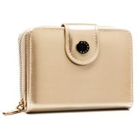 mały portfel damski ze skóry ekologicznej na zatrzask i suwak - peterson