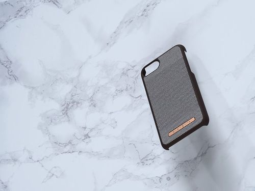 Materiałowe etui iPhone SE 2020 8 7 (Dark Brown Pattern 1) na Arena.pl