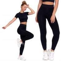 LEGGINSY DAMSKIE OCIEPLANE FUTERKO WYSOKI STAN MORAJ CZARNE GŁADKIE