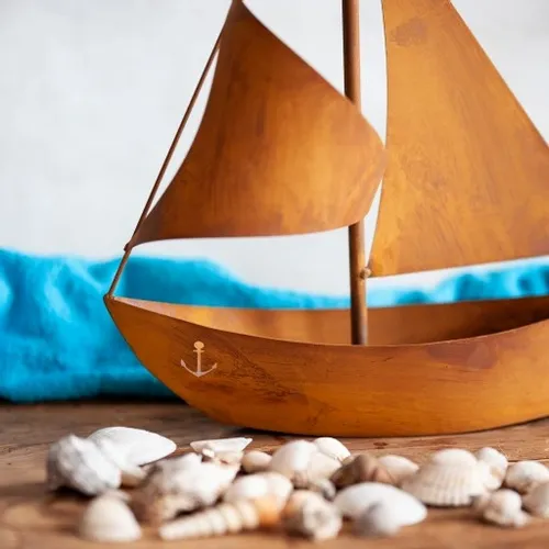 Metalowy Statek Dekoracyjny Ozdoba do Ogrodu Domu Dekoracja Efekt Korten na Arena.pl