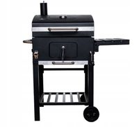 GRILL WĘGLOWY OGRODOWY KOMIN ŻELIWNY RUSZT Z TERMOMETREM POPIELNIK