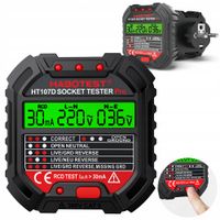 TESTER NAPIĘCIA GNIAZDEK SIECIOWYCH ELEKTRYCZNYCH WYŚWIETLACZ LCD TEST RCD