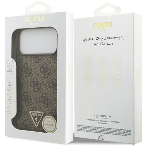 Etui Guess Leather 4G Triangle Strass MagSafe do iPhone 17 Pro Max brązowy na Arena.pl