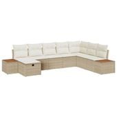 Zestaw Sof na Ogród 8 pcs Beżowy 55 x 62 x 69 cm Polirattan