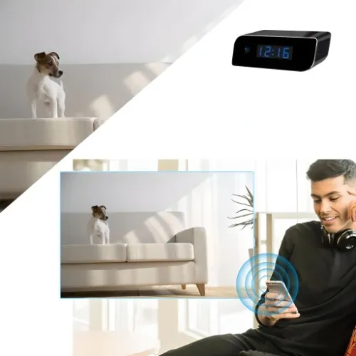 ZEGAR Z UKRYTA MINI KAMERA SZPIEGOWSKA WiFi BUDZIK na Arena.pl