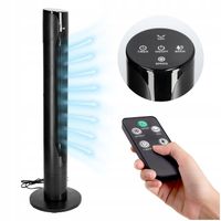 Wentylator Kolumnowy Wiatrak Stojący Podłogowy Mocny 55W Czarny na Pilota