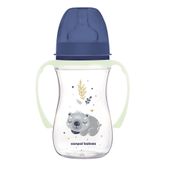 CANPOL Butelka antykolkowa ze świecącymi uchwytami Koala 240ml nieb