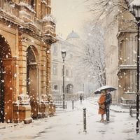 Plakat 90x90cm Zimowy Spacer Starym Miastem