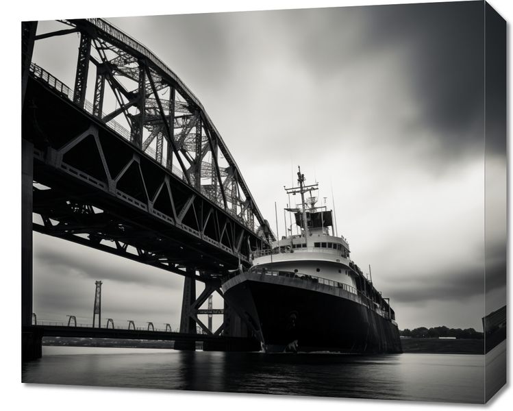 Obraz 60x50cm Statek przy Moście zdjęcie 1