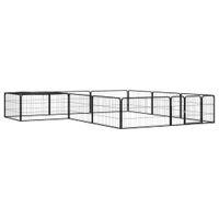 Kojec dla psa, 12 panele, czarny, 100x50 cm, stal