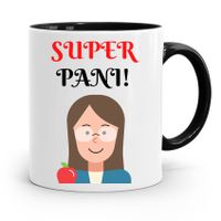 Kubek Czarny Prezent Dzień Nauczyciela Super Pani Z Nadrukiem Ze Zdjęciem