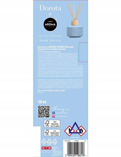 Patyczki zapachowe Świeże pranie - 100 ml - Aroma Home & Dorota Szelągowska na Arena.pl