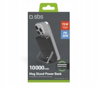 Powerbank SBS 10000 mAh Wireless Magnetic ze stojakiem i wyświetlaczem LCD