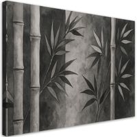 Obraz do salonu sypialni, Bambusy Liście Akwarela Szarość 30x20