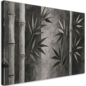 Obraz do salonu sypialni, Bambusy Liście Akwarela Szarość 30x20