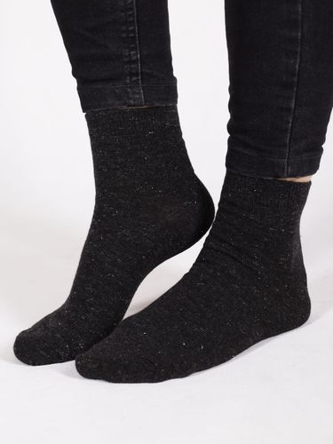 Skarpety dziewczęce gładkie ze srebrną nitką czarne 3PAK 39-41 YOCLUB na Arena.pl