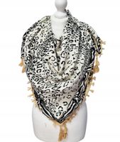 Chustka apaszka z frędzlami panterka ecru 42