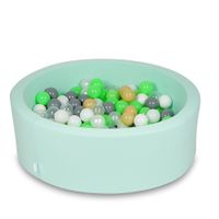 Suchy basen 90x30cm miętowy z piłeczkami 200szt (seledynowe, białe, przezroczyste, perłowe, beżowe, szare)
