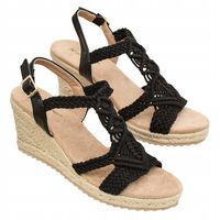 CZARNE SANDAŁKI NA KOTURNIE DAMSKIE OVIA 39