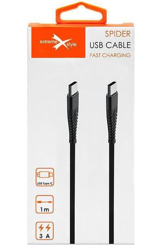 Kabel USB Typ-C - USB Typ-C Spider oplot (1 m, czarny) na Arena.pl