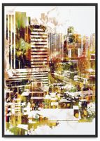 Plakat abstrakcja miasto street art 50x70 cm w czarnej ramie
