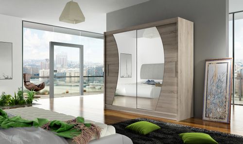 Szafa przesuwna Bega IX z lustrem 180cm - pojemna garderoba - TRUFLA na Arena.pl