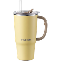 buydeem kubek termiczny ze słomką 700 ml, model ds57, kolor mellow yellow