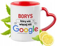 Dla Borysa Kubek Czerwony Z Uszkiem W Kształcie Serca Na Prezent