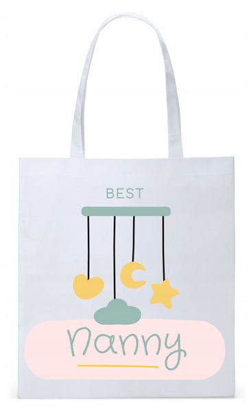 Torba Biała Eco Shopper Dla Niani Opiekunki Z Nadrukiem Ze Zdjęciem zdjęcie 1